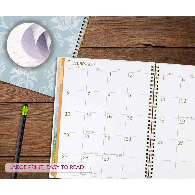 Large 2-Year Monthly Planner July 2026 - June 2028 Floral Design