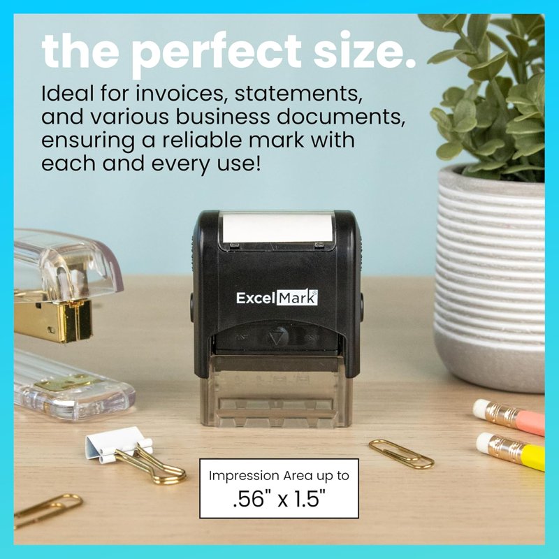 Self-Inking Rubber Stamp for Paid Marking with Red Ink - 9/16x1.5 Inches