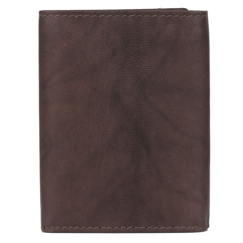 Men's Leather Three-Fold Wallet with ID Window and Card Slots