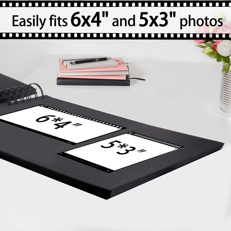 80-Page Scrapbook Album with Markers & Stickers - DIY Memory Book for Wedding, Birthday & Anniversary - Black