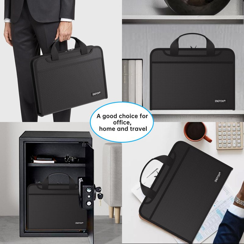 Fireproof Accordion File Organizer with 13 Pockets, Portable Document Storage for Home Office Travel