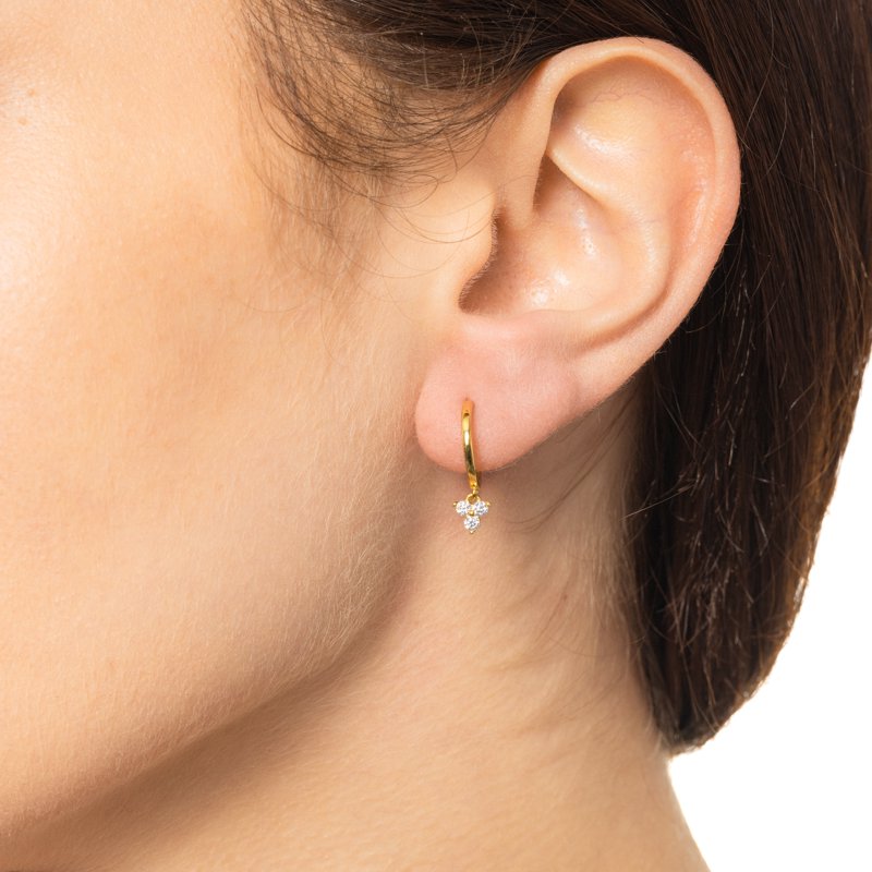 Simulated Diamond Hoop & Stud Earring Set in 14K Gold-Plated Silver
