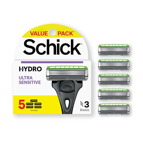 Schick Hydro Ultra Sensitive Razor Refills for Men | Includes 5 Razor Blades Refills, Shaving Blades for Men, 5ct
