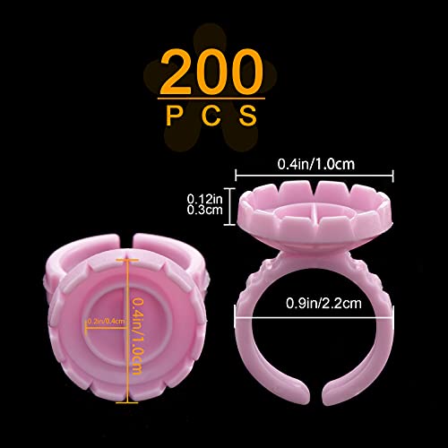 Lash Extension Glue Ring, [200PCS] Eyelash Glue Holder for Lash Fan Maker, Lash Glue Cup for Lashes Supplies, Fanning Cups for Lash Extension Supplies