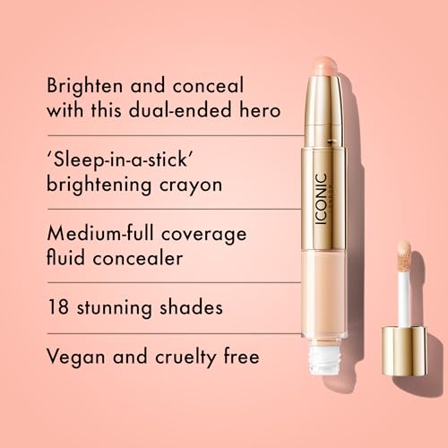 ICONIC LONDON Radiant Concealer & Brightening Duo | Creamy Liquid + Brightening Crayon Dual Ended Concealer, Cruelty Free, Vegan Makeup