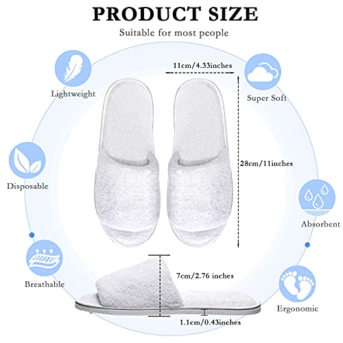 Shinymoon 8 Pairs Disposable Velvet Open Toe Non Slip Spa & Travel Slippers - White, Medium
