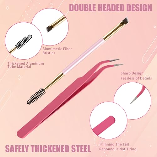 580PCS DIY Lash Clusters Kit with Lash Spikes Eyelash Clusters D Cluster Eyelash Extensions Lash Bond and Seal Glue Remover Tweezers Eyelash Shampoo Cleansing Brush Headband Wristband
