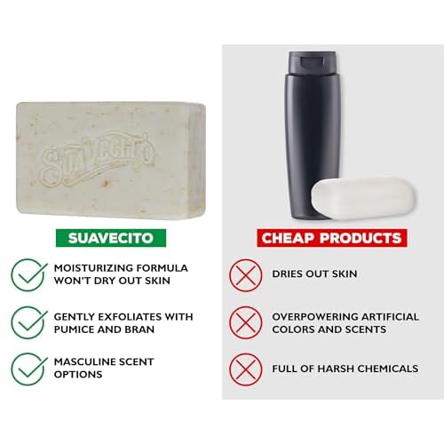 Suavecito Body & Hand Soap Bars Moisturizing Masculine Whiskey Bar Fragrance 6 oz 3 Pack