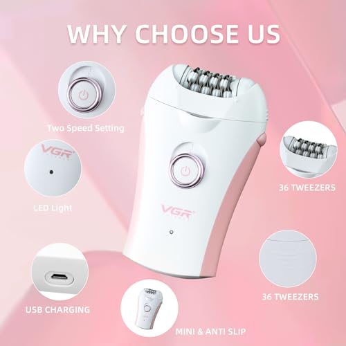 Glabrouse Skin Smooth Glide Epilator for Women,Facial Epilator for Women,Cordless Face Hair Remover with Light,Hair Rmoval for Face Bikini Legs, Body Removal Device