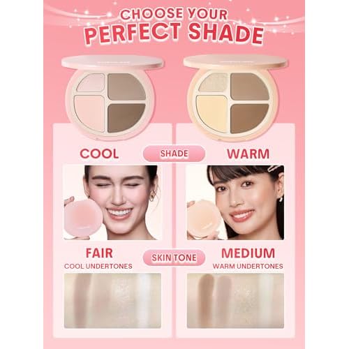 SHEGLAM Hypersculpt Highlight & Contour Palette 4 Shades 2-IN-1 Face Shimmer Highlighter and Matte Contour Bronzer-Cool