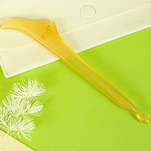 Tan Mujiang Guasha Board Natural Sheep Horn with Unique Handicraft Scraping Therapy Spa Massage Tool Kalla