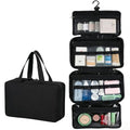 4-Layer Foldable Hanging Toiletry Bag ? Large Capacity Travel Organizer with Dry-Wet Separation, Portable Toiletry Kit for 3-5 People (Black)