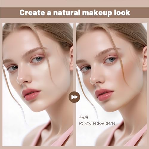Baked Blush & Bronzer Palette, Fine Powder Makeup, Creamy Contour for Cheeks, Face Glow, Natural Shimmer Finish, Long-lasting Brightening Color (924#RoastedBrown)