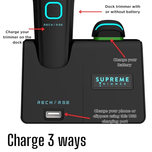 Supreme Trimmer Replacement Smart Charging Stand | Compatible for Recharge ST777 | Smart Charging for USB Connected Devices | RCS777 Black