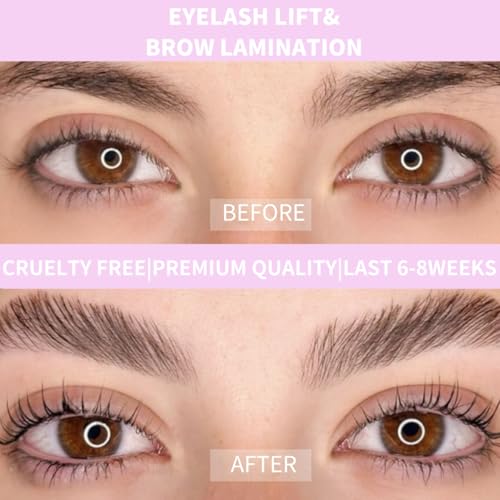 Lash Lift Kit Brow Lamination Kit 2 in 1 Solution, Professional Eyebrow and Eyelash Perm Kit, 6-8 Weeks Long Lasting for Professional and DIY Use