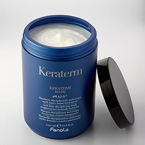 Fanola Keraterm Deep Conditioning Hair Mask - Keratin Hair Treatment for Frizz Control - Detangling & Hydrating - Ideal for Straightened & Chemically Treated Strands - Lightweight Formula (1000 ml)