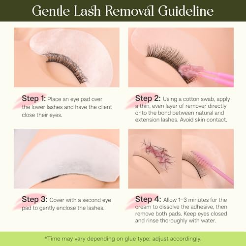 CALAILIS Lash Remover for Lash Extensions Low Irritation Eyelash Extension Remover for Sensitive Skin Quick Dissolves Lash Extension Remover Kit for Professional or Salon Use (10g, Rose)