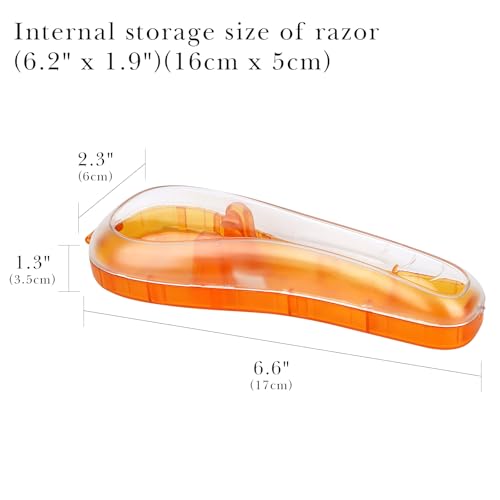 Linkidea 2 Pcs Portable Travel Razor Holder, Protective Razor Case Compatible with Fusion 5 ProGlide, Sensor 3, SkinGuard, Pace 6 Pro (Orange)