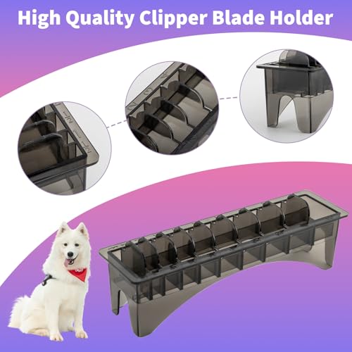 Clipper Blade Holder,10-Slot,Transparent Black,PC Material,Blade Holder Dog Grooming