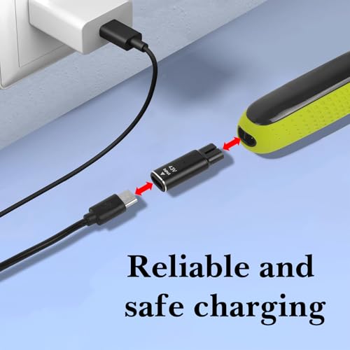 Linkidea 2 Pack 4.3V Type-C Electric Shaver Charger Adapter Compatible with QP2520/QP2515, Charging Converter for Travel, USB-C Razor Power Supply (Black)