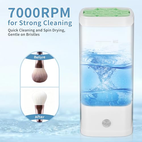 Electric Makeup Brush Cleaner -7000 RPM Plug-In Automatic Brush & Sponge Cleaning Machine with Fast Dry Function - IP65 Waterproof Makeup Brush Cleaner