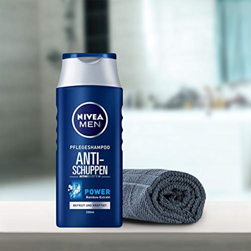 NIVEA MEN Anti-Schuppen Power Shampoo (250 ml), effektives Haarshampoo mit Bambus-Extrakt, Pflegeshampoo befreit bis zu 100% von sichtbaren Schuppen