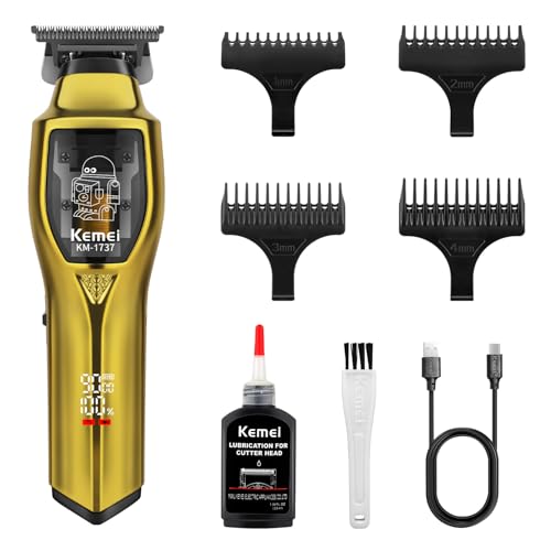 KEMEI Professional Cordless Hair Clipper for Men ? Barber Trimmer, Haircutting Tool, Long-Lasting Battery, USB Charging with LED Display, The Ultimate Grooming Gift for Men