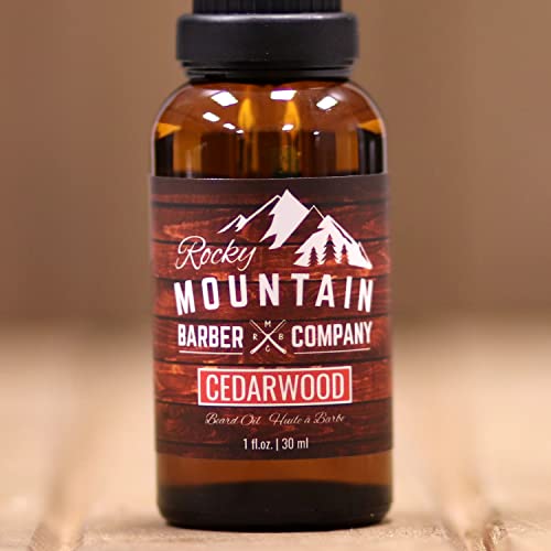 Rocky Mountain Barber Company Men¡¯s Cedarwood Beard Oil - Featuring Grapeseed Oil, Coconut Oil, Argan Oil and Real Cedarwood Essential Oil