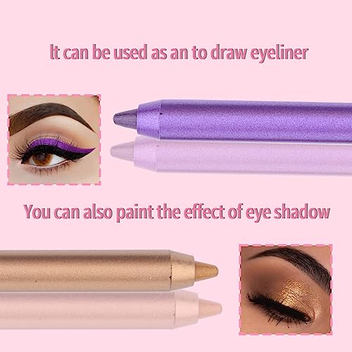 Eyeliner Set, 12 Colors Eye Shadow Pencil, Metallic Glitter Pearl Eye Pencils, Professional Waterproof Long Lasting Eye Makeup Set for Women