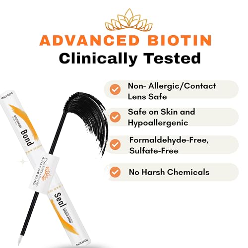 2 in 1 BIOTIN Bond and Seal Sensitive Eyes Waterproof LongLasting Strong Hold Cluster Eyelash Glue for DIY Lash Extensions at Home- Gentle Formula, Non-Toxic- 5ml+5ml