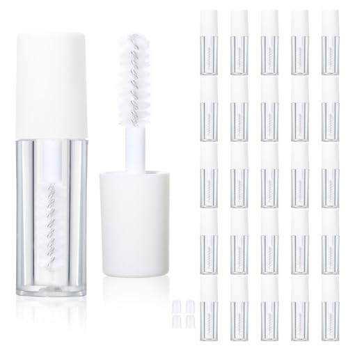 COSIDEA 26pcs 0.8ml White Empty mini mascara tubes with wand for castor oil 1ml eyelash growth tube packing sample size containers