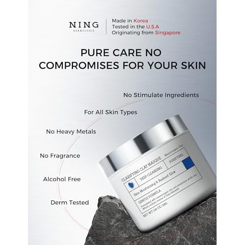 Clay Mask for Face & Sensitive Skin: Triple Mud Formula Deep Cleans Pores Reduces Acne Balances Oil & Improves Texture - 3.88 Oz