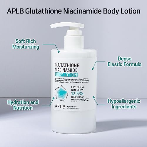 APLB Glutathione Niacinamide Body Lotion | LIPO GLUTA NIAC CEN¢â 12.5% 10.14 FL.OZ/Korean Skincare, Long lasting hydration, Revitalize for gentle and improve skin texture