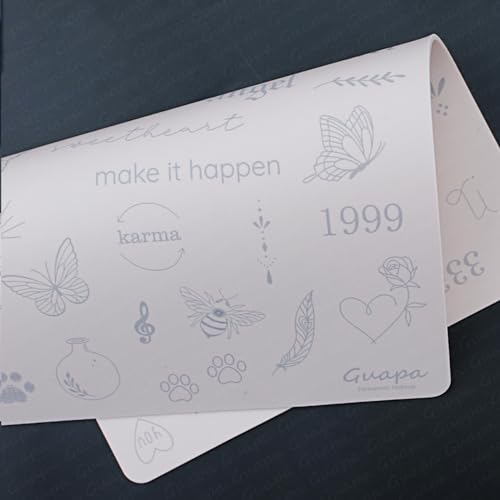 2pcs Tiny Tattoo Practice Skin Pad with more 80 Stencil Designs Perfect for Mastering Tiny Tattoo Essential Techniques (Pink Skin)