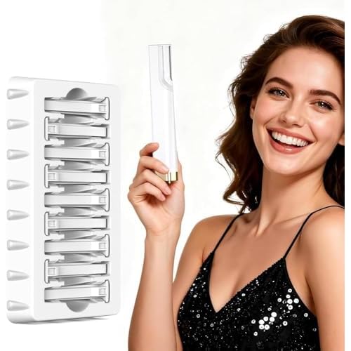 Women's Dermaplane Razor Tool with 10 Upgraded Blades, 3-Speed Sonic Facial Hair Remover for Peach Fuzz, Painless Face Exfoliation System, LED Light Dermaplaning & Eyebrow Trimmer (Apricot White)