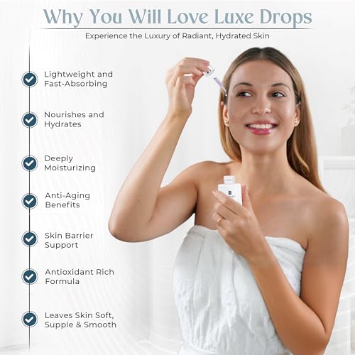 Luxe Drops Nighttime Facial Oil Moisturizer, Anti Aging Skin Care for Mature Skin with Bakuchiol Retinol Alternative, Lightweight, Silky Face Oil for Women Anti Aging