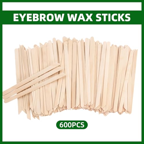 Wooden Wax Sticks for Eyebrow - 600Pcs Small Popsicle Waxing Sticks for Hair Removal & Crafts, Natural Wood Applicators for Brow Shaping, DIY Art Supplies
