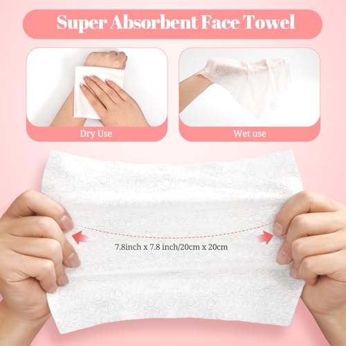 800 Count Face Towels,Super Soft and Thick Face Cleansing Towelettes for Sensitive Skin, Disposable Facial Towels for Makeup Removal and Clean Skin,Biodegradable Facial Towel,(8 Box)