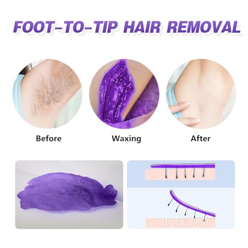 Brazilian Wax Beads 0.6lb for Sensitive Skin, Lavender Scented Hard Wax Beans for Coarse and Fine Hair Removal on Face, Bikini, Body, Professional Stripless Salon & Home Kit Refill