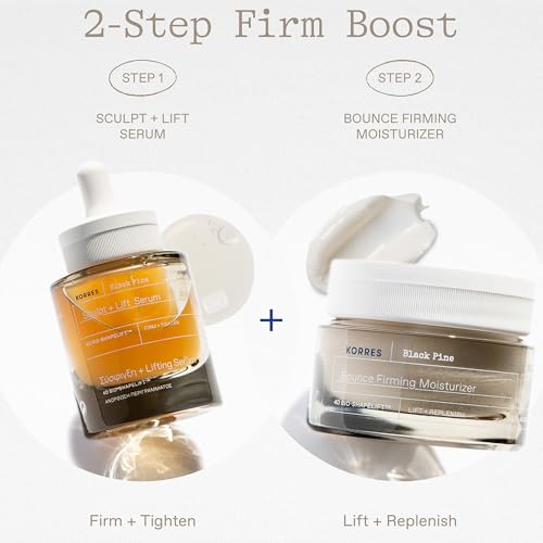 KORRES Black Pine Firming and Lifting Expert Duo, Value Set of Firming Day Cream 40 ml and Serum 15 ml for Firmed and Firmer Skin, Provides Intense Moisture, Vegan