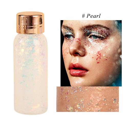 Body Glitter Gel, Holographic Chunky Glitters for Body Hair Face Nails, Colorful Mermaids Shimmer Sparkle Makeup for Parties, Halloween, Singer Concerts Disco Festival Rave Accessories