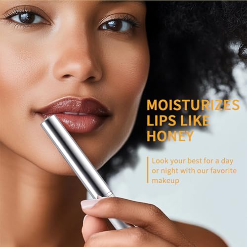 2Pcs Tinted Lip Balm with Hydration - Natural Glossy Finish Honey Lipstick in Black&Pink, Lip Care for Dry Lips and Bareface Makeup (Black, 2Pcs)