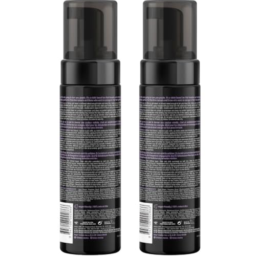 b.tan Violet Self Tanner Mousse Bundle | Love At First Tan - Best, 1 Hour Express Sunless Tanning Foam, Cancels Orange Tones, Dark Bronzing Glow, No Fake Tan Smell, Face & Body, 6.7 Fl Oz, Pack of 2