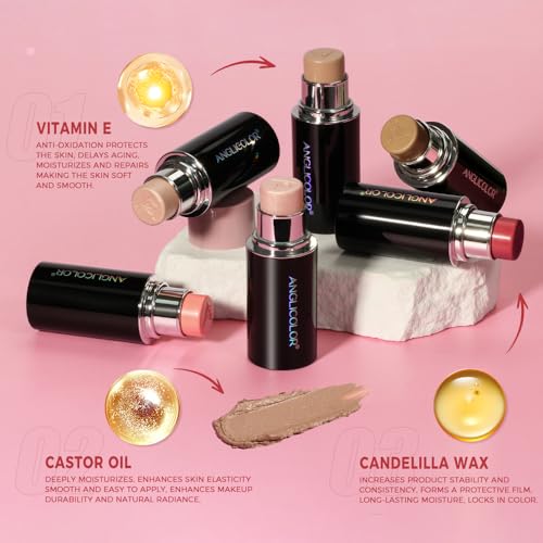3 Pack Contour Stick Set, Face Shaping & Contouring Stick with Highlighter Blush Bronzer for Sculpt the Cheeks Nose Jawline, Blendable Long Lasting Makeup Stick Trio for Older Women (#2 NEUTRAL)