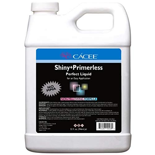 Cacee Shiny + Primerless Acrylic Nail Liquid - Professional Monomer Acrylic Nail Liquid Holder, Compatible with All Powders and Brushes, 32 Oz, No Primer Required, USA Made