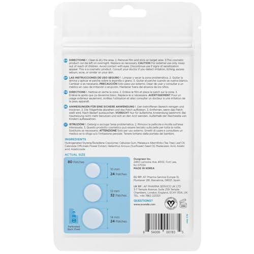 AVARELLE Pimple Patches for Face | Hydrocolloid Acne Patches for Covering Blemishes | Zit Patches with Tea Tree, Calendula, & Cica | HSA Store Eligible Items (10-14 mm, 80 Count)