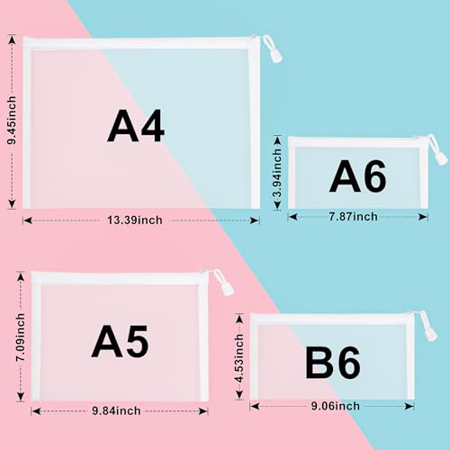 24 Pack Nylon Mesh Makeup Bags Cosmetic Bags Mesh Zipper Pouch Pencil Case Travel Organizer Bags 4 Sizes (White)