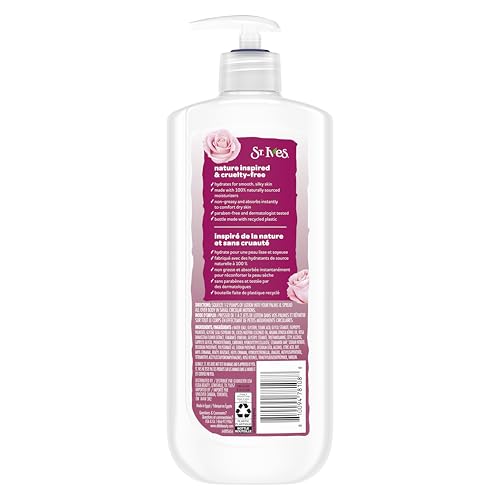 St. Ives Smoothing Hand & Body Lotion for Women with Pump, Daily Moisturizer Rose and Argan Oil for Dry Skin, Made with 100% Natural Moisturizers, 21 fl oz, 8 Pack