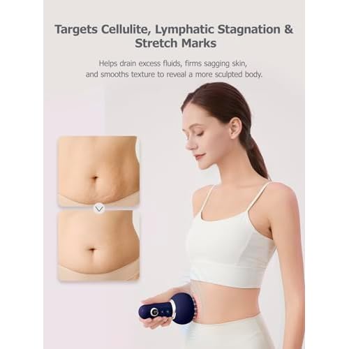 Lymphatic Drainage Massager & Anti Cellulite Massage Tool, Helps Reduce Stretch Marks & Cellulite, for Legs, Arms & Belly, Body Sculpting Machine with Microcurrent, Light, Heat & Vibration