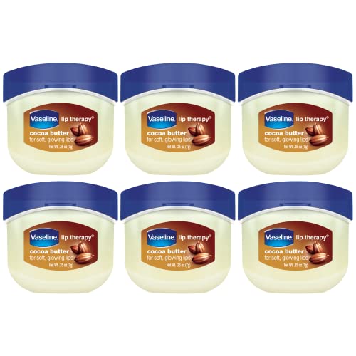 Vaseline Lip Therapy Cocoa Butter 6-Pack ? Mini Lip Balms for Soft, Glowing Lips, 0.25 Oz Ea